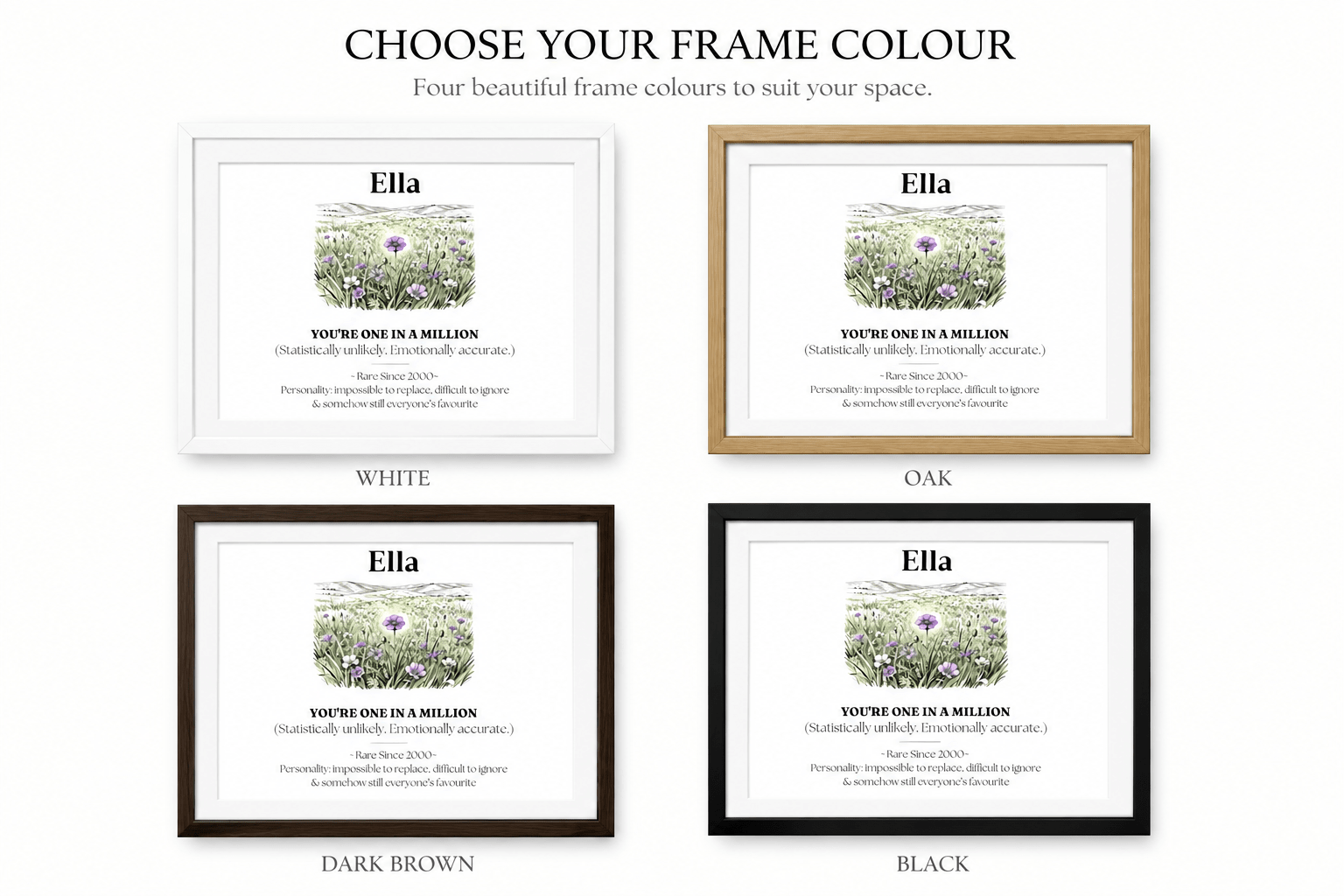 Personalised Wildflower Name Canvas Print — You're One in a Million - AlleyCrafters