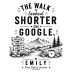 Personalised Enamel Camping Mug — "The Walk Looked Shorter on Google" Funny Hiking Gift