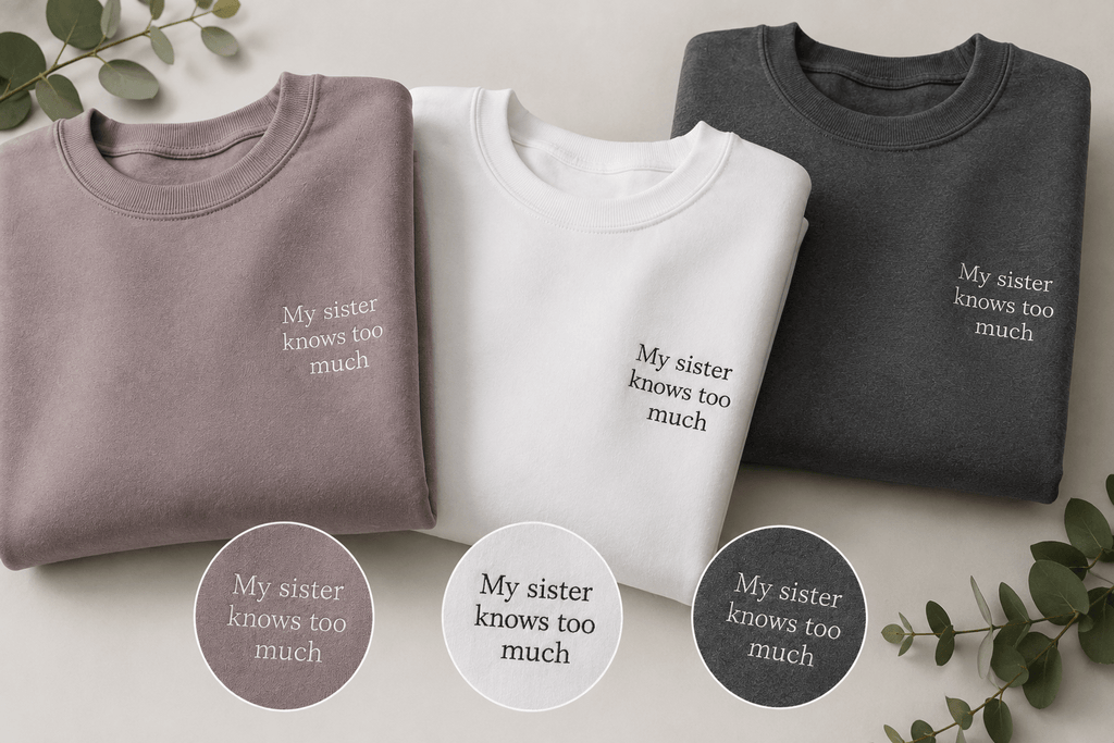 My Sister Knows Too Much Sweatshirt | Funny Sister Gift Jumper UK - AlleyCrafters