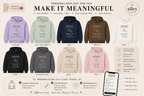Couples hoodie in multiple colors, showing front prints on hooded sweatshirts