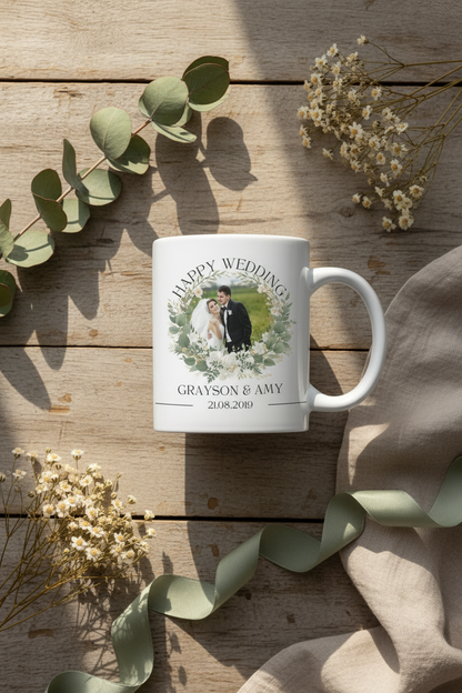 Personalised Wedding Mug for Couples - Happy Wedding Gift