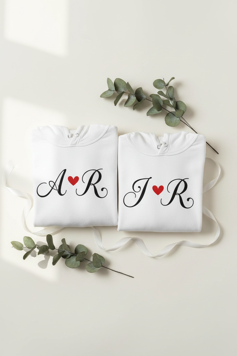 Personalised Initials Hoodie for Couples
