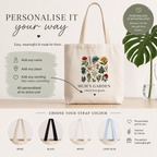 Personalised Floral Canvas Tote Bag — Mum's Garden Gift for Mum