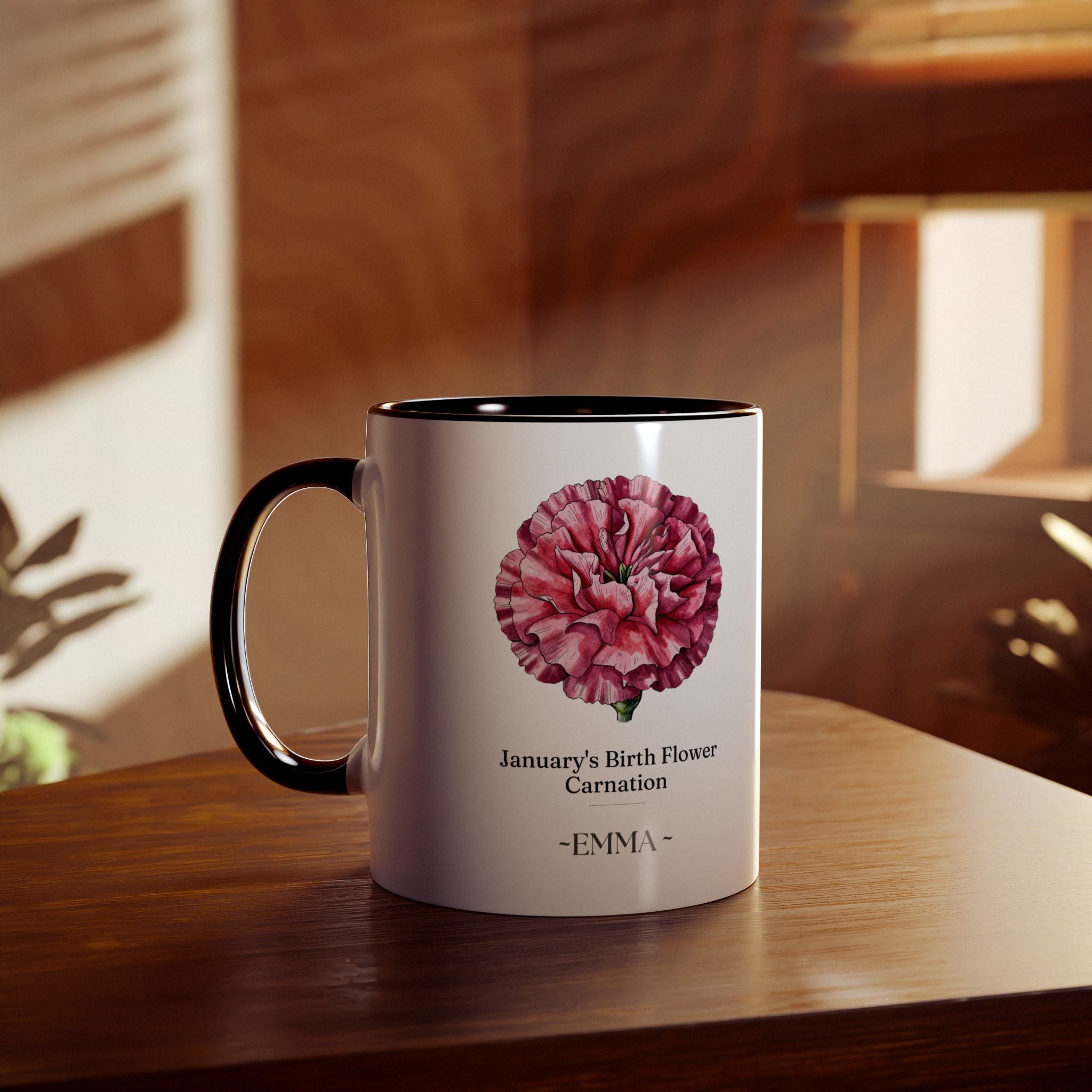 Personalised Birth Flower Mug with Name — Choose Your Birth Month - AlleyCrafters