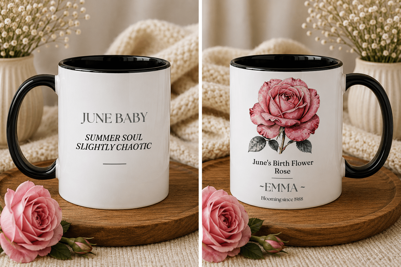 Personalised Birth Flower Mug with Name — Choose Your Birth Month - AlleyCrafters