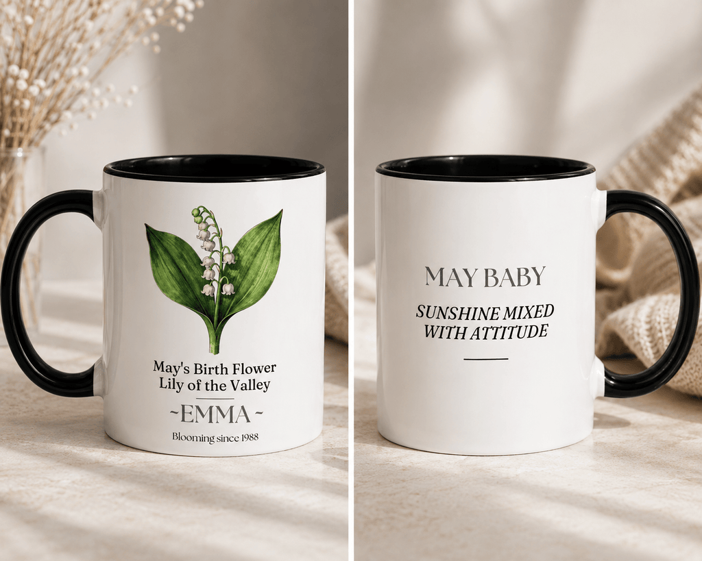 Personalised Birth Flower Mug with Name — Choose Your Birth Month - AlleyCrafters