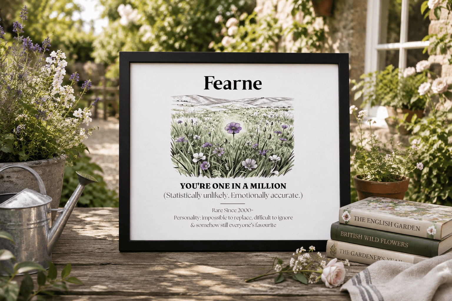Personalised Wildflower Name Canvas Print — You're One in a Million - AlleyCrafters