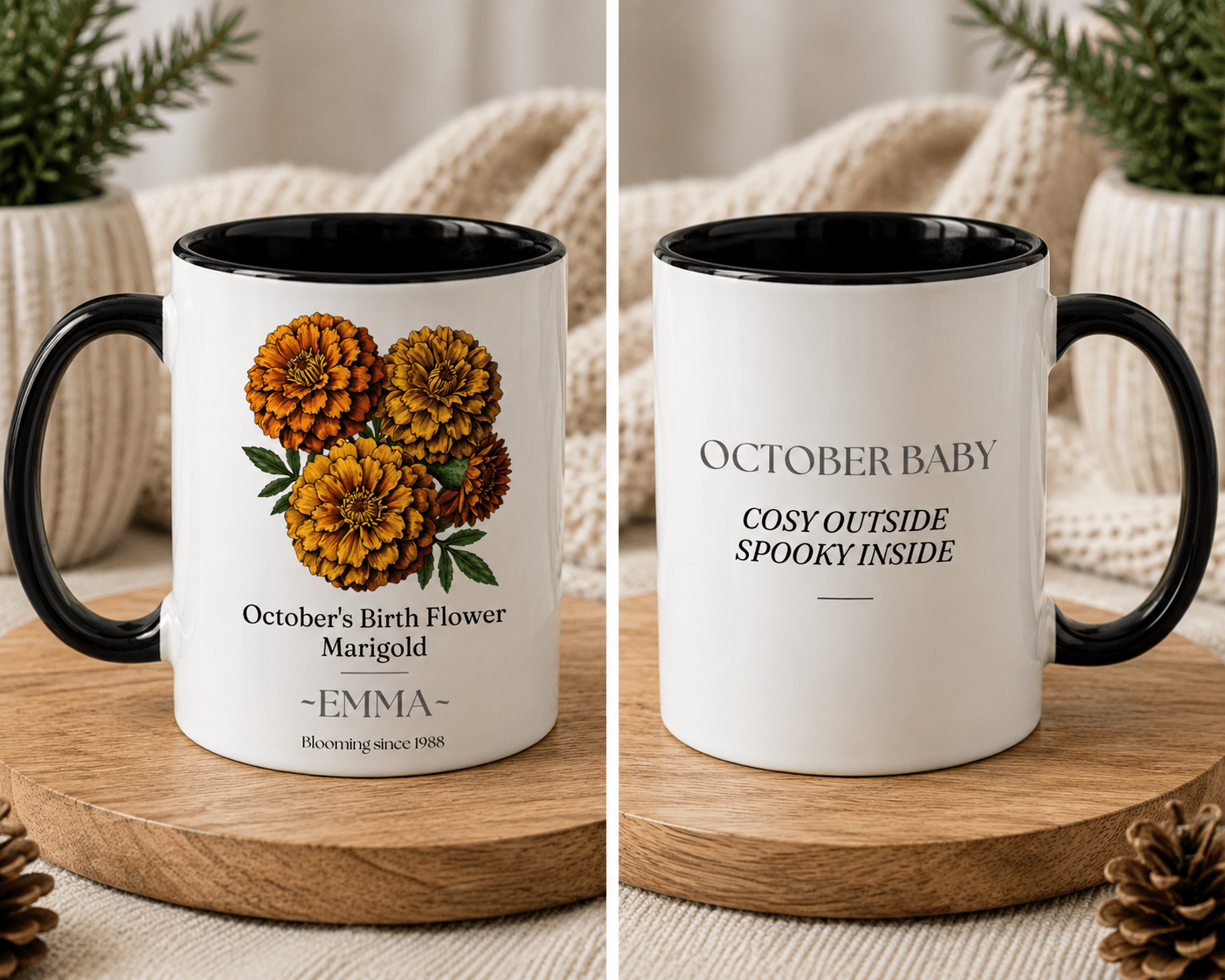 Personalised Birth Flower Mug with Name — Choose Your Birth Month - AlleyCrafters