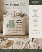 Personalised New Home Tote Bag | Door & Plant Design | Housewarming Gift - AlleyCrafters