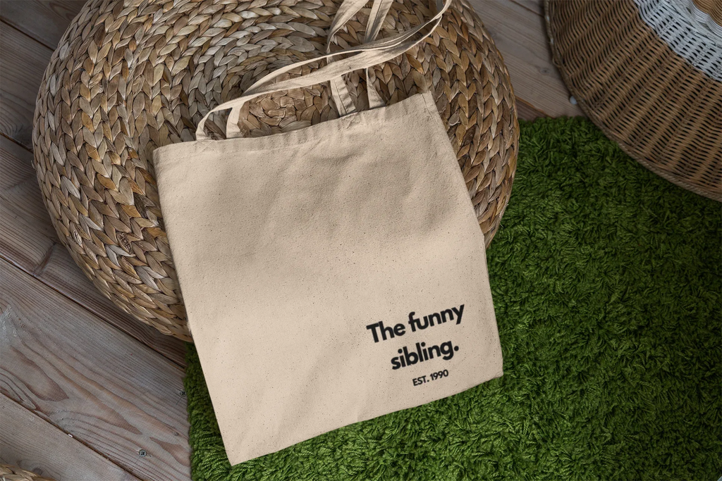 Personalised Sibling Tote Bag | Funny Family Gift | “The Favourite Sibling” EST Year Tote | Reusable Canvas Bag UK - Alley Crafters