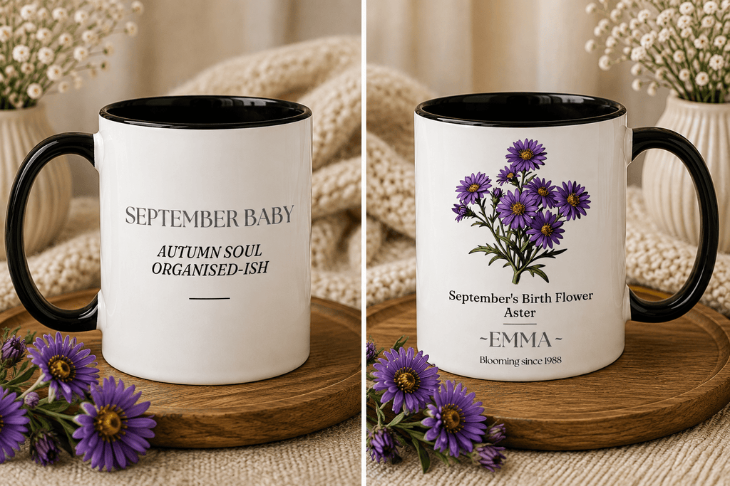 Personalised Birth Flower Mug with Name — Choose Your Birth Month - AlleyCrafters