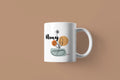 White ceramic mug with personalized Amy name and floral swirl design on front.