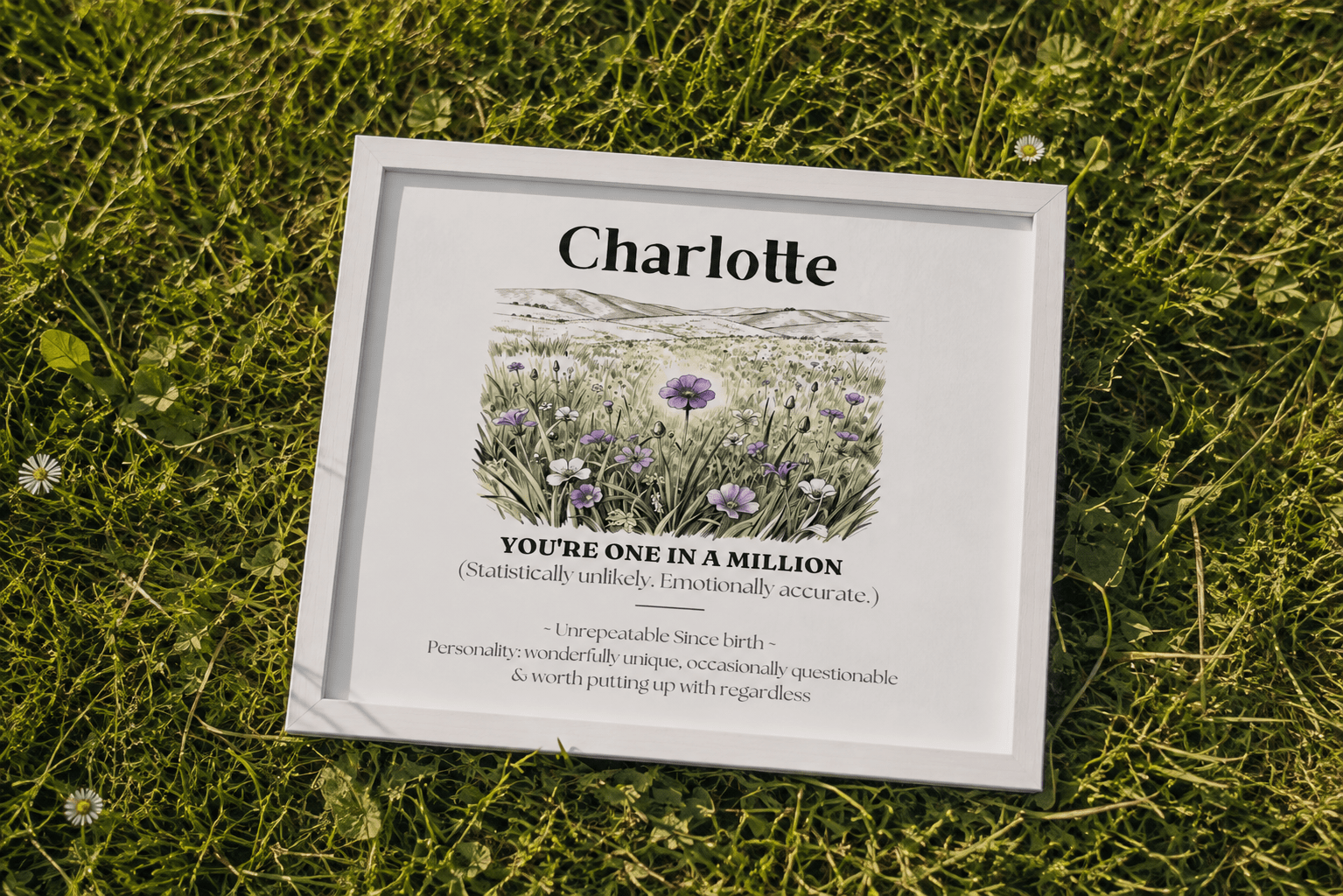 Personalised Wildflower Name Canvas Print — You're One in a Million - AlleyCrafters