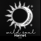 Black graphic T-shirt with white sun-and-moon emblem and 'wild soul Harriet 2026'