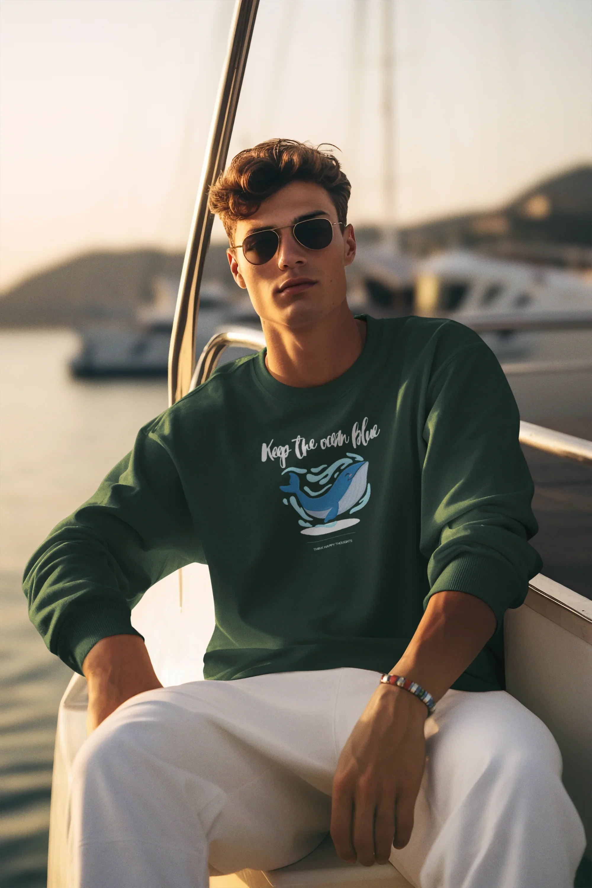 Keep the Ocean Blue Sweatshirt – Whale Graphic Eco Quote Crewneck, Nature & Ocean Lover Gift - Alley Crafters