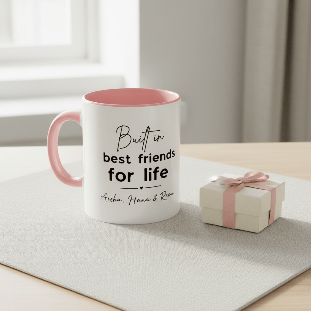 Personalised Best Friends for Life Mug | Custom Name Accent Coffee Mug - AlleyCrafters