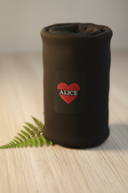 Black personalised embroidered hoodie with ALICE heart patch on chest