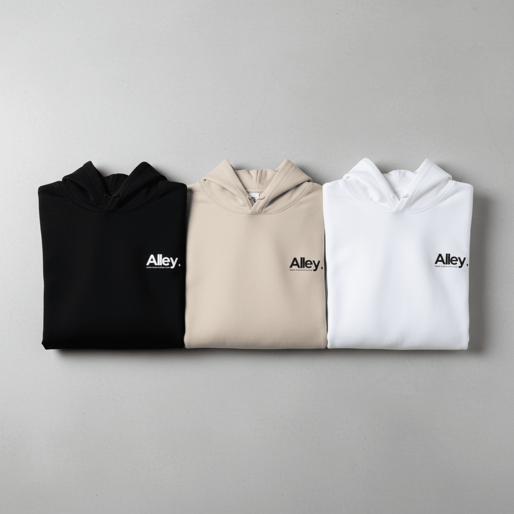 Alley. Minimalist Chest Logo Hoodie — Lightweight White Pullover - AlleyCrafters