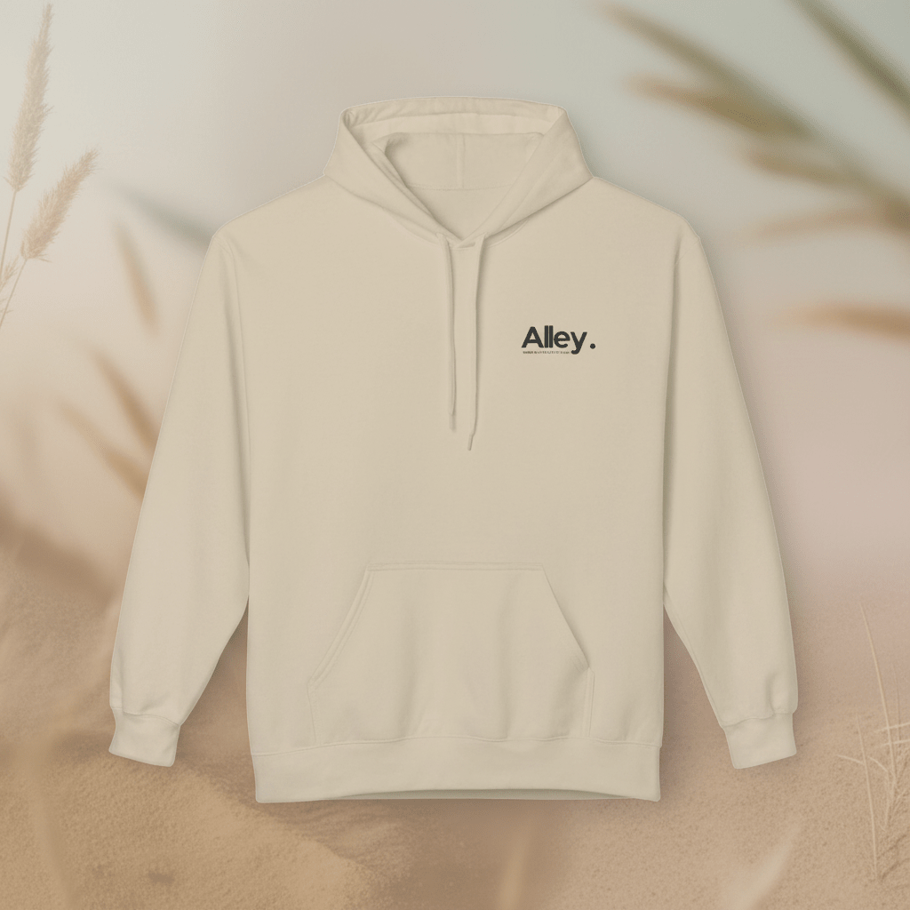 Alley. Minimalist Chest Logo Hoodie — Lightweight White Pullover - AlleyCrafters