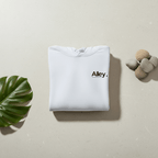 Alley. Minimalist Chest Logo Hoodie — Lightweight White Pullover - AlleyCrafters