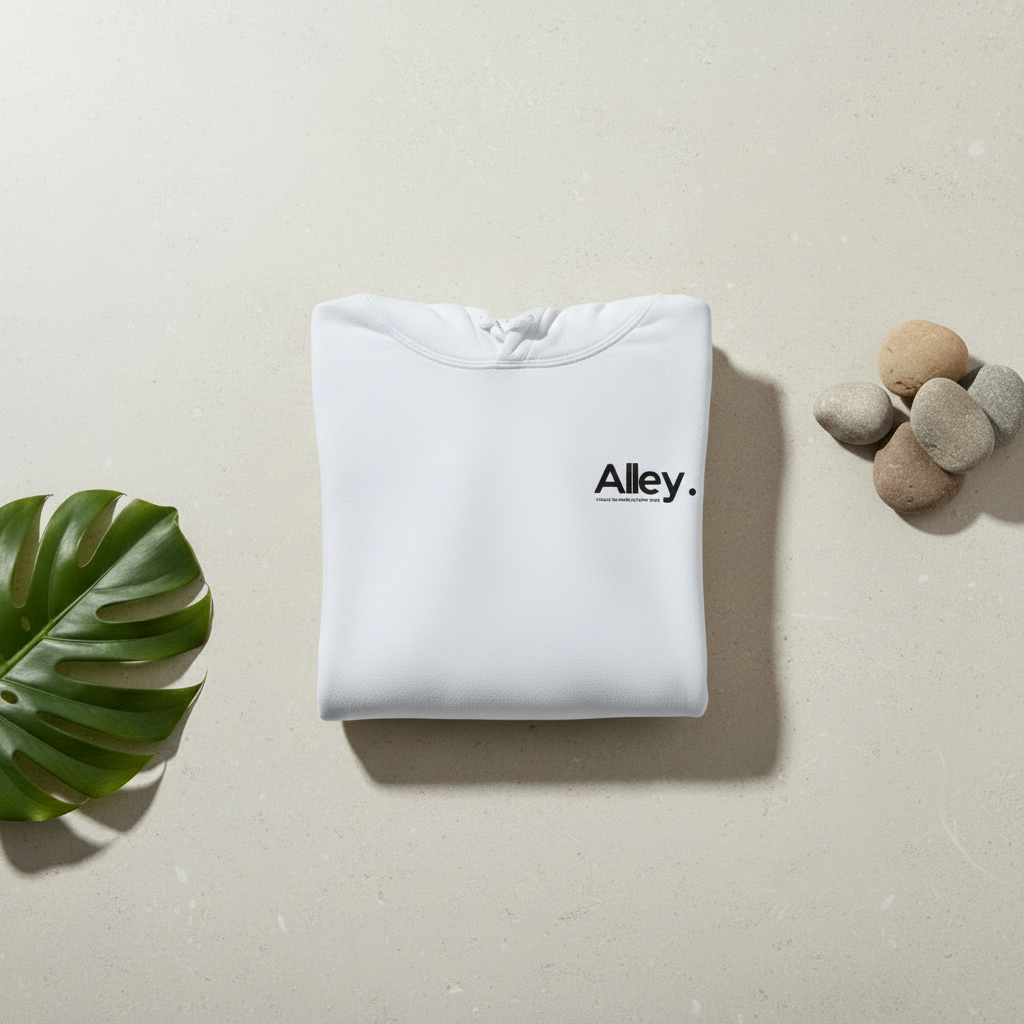 Alley White Hoodie Folded 1