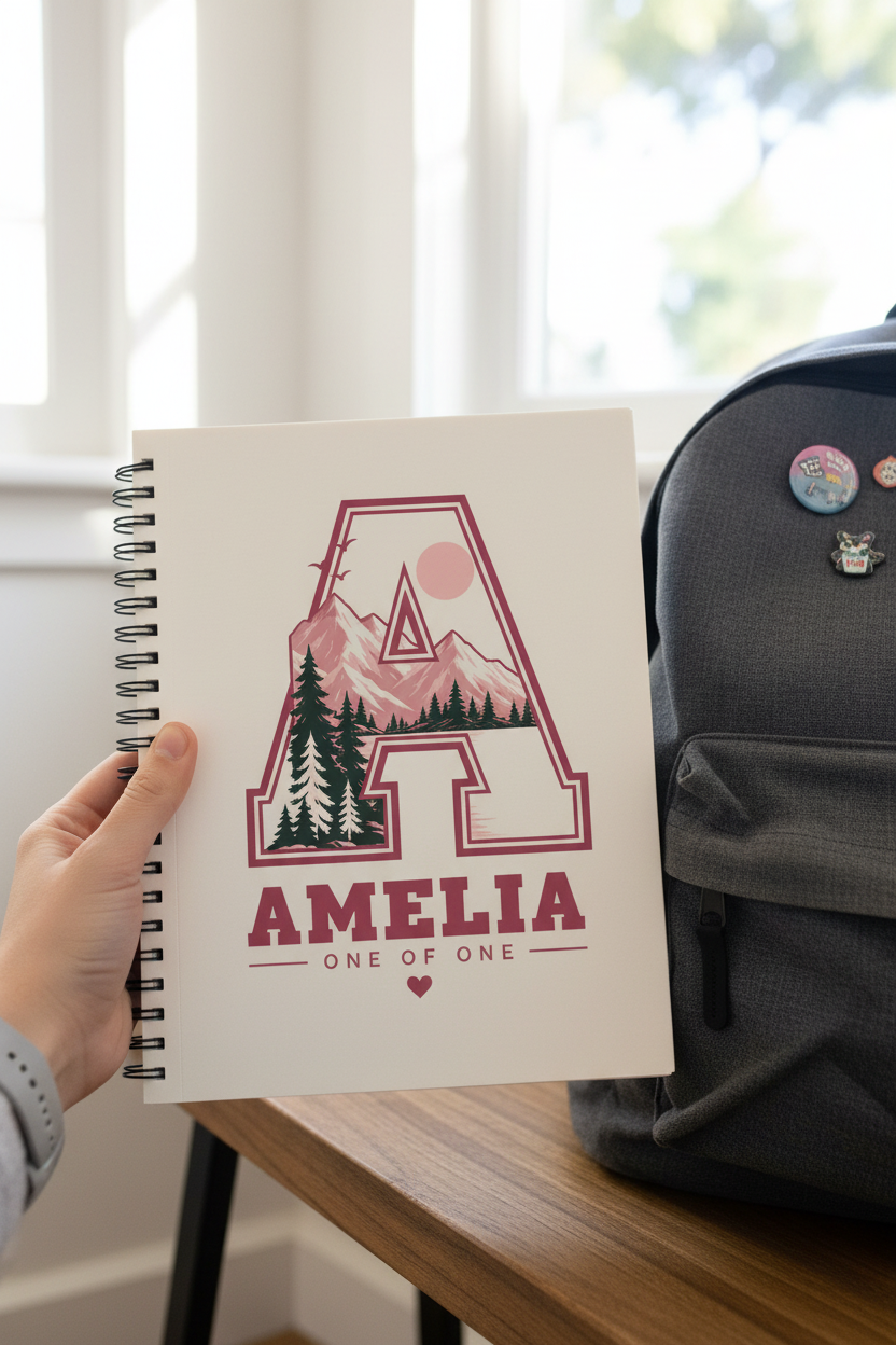 Amelia blush-pink notebook mockup