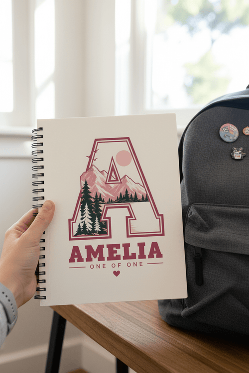 Personalised Mountain Initial Notebook, Jack | A5 Lined Journal - AlleyCrafters
