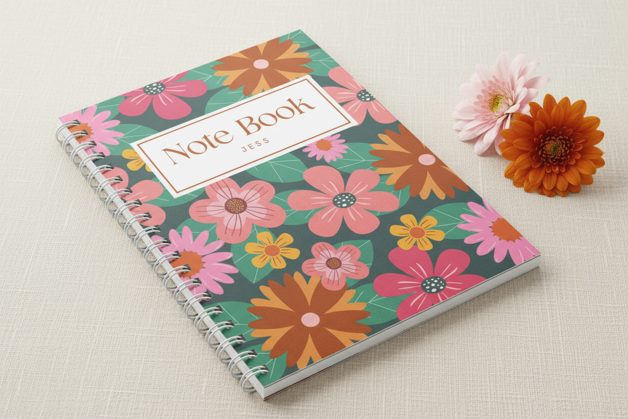 Angled view on linen with delicate flowers