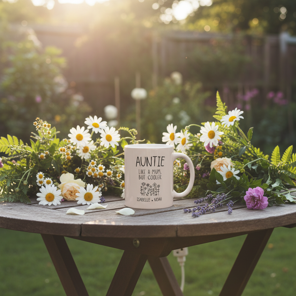 Auntie mug garden table