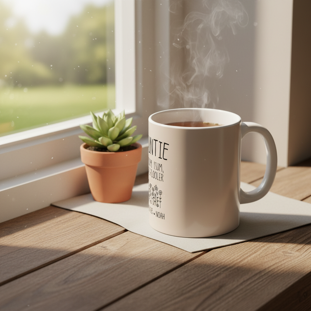 Auntie mug windowsill