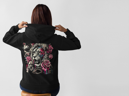 Hooded Sweatshirt - Lion Skull Dragon Design