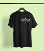 Black unisex T-shirt with crew neck and “Teaching is a Work of Heart” chest print