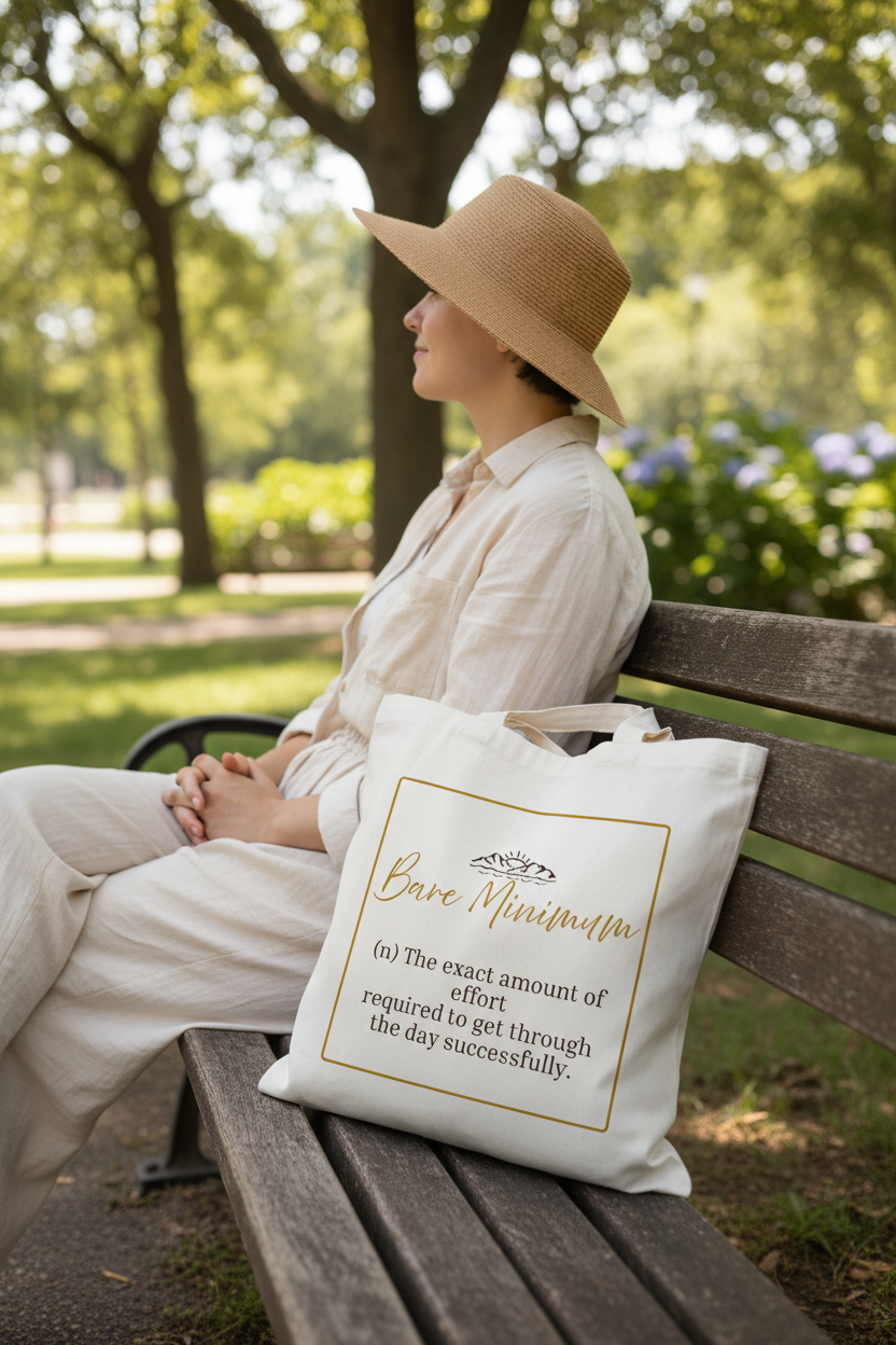 Bare Minimum tote with gold border - park