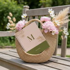 Personalised A5 notebook with initial M, floral corner, and name MAISIE on pink cover