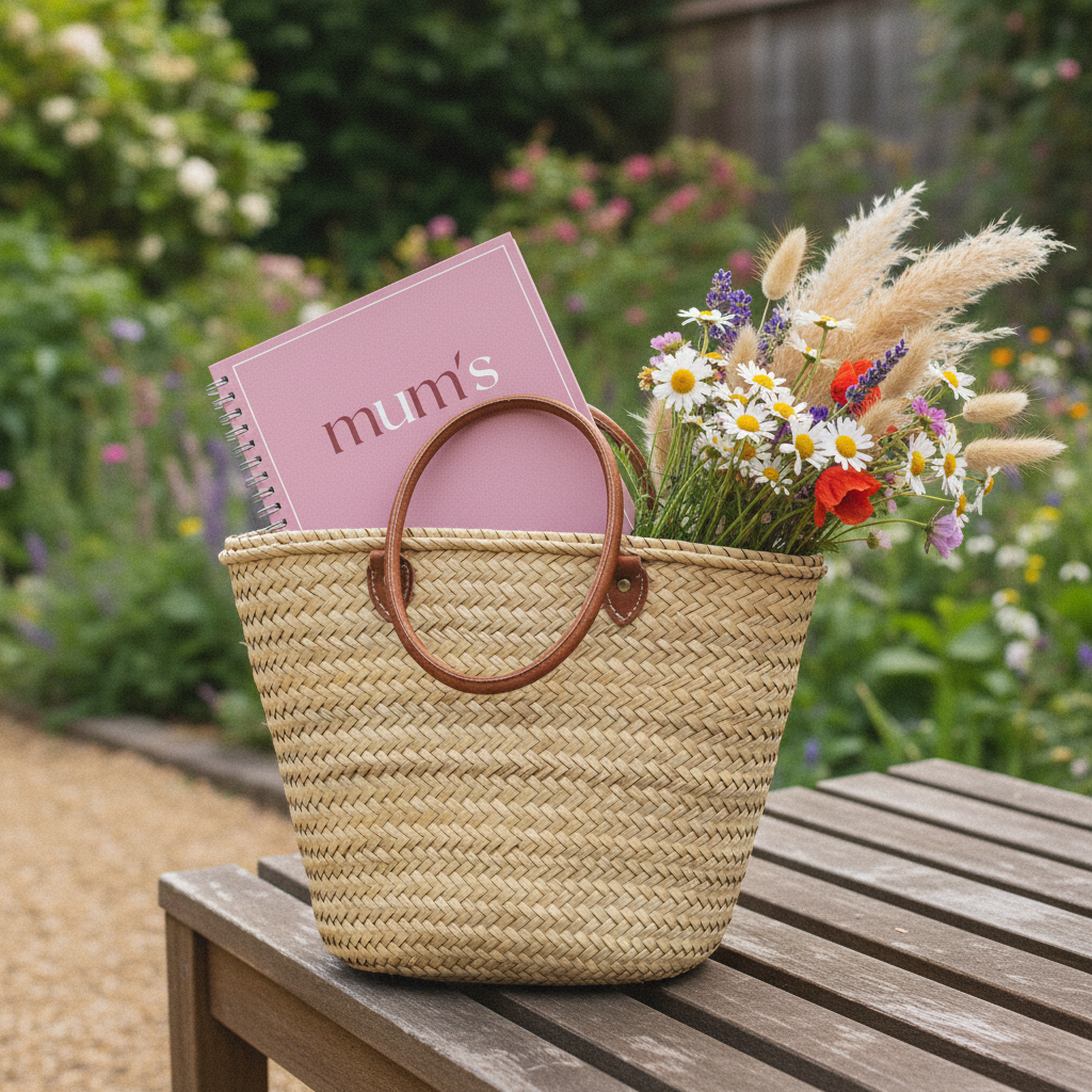 Basket bag with wildflowers