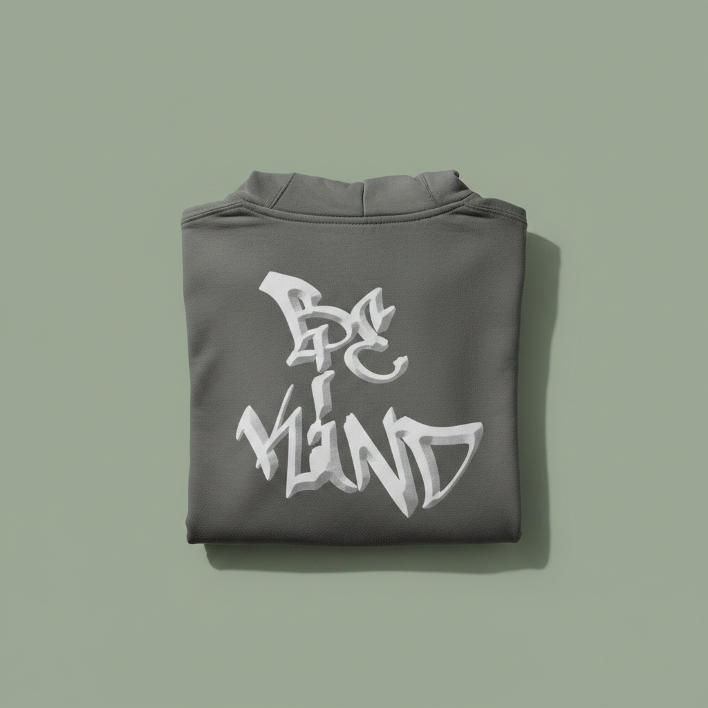 Dark gray unisex graphic hoodie with back logo print