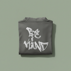 Dark gray unisex graphic hoodie with back logo print