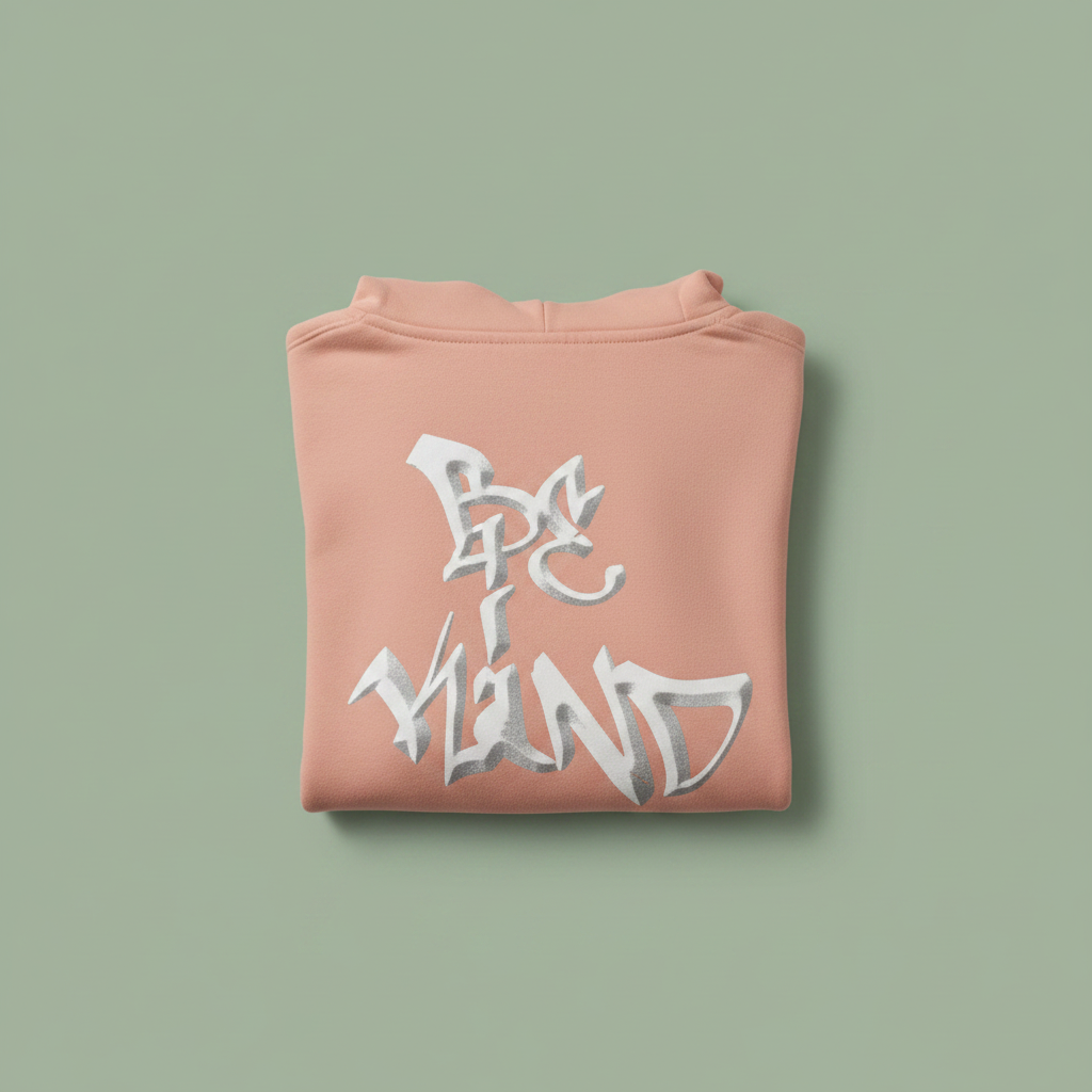 Peach unisex graphic hoodie with front logo print