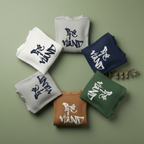 Unisex graphic hoodie assortment in white, navy, gray, brown, and green