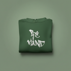 Moss green unisex hoodie with white graphic on front