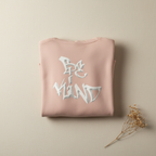 Dusty pink unisex hoodie with white graphic on front