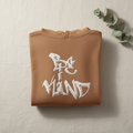 Tan/brown unisex hoodie with white graphic on front