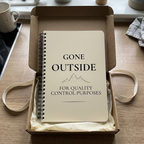 Beige Gone Outside notebook in a kraft gift box
