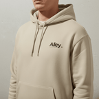 Alley. Minimalist Chest Logo Hoodie — Lightweight White Pullover - AlleyCrafters
