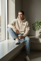 Alley. Minimalist Chest Logo Hoodie — Lightweight White Pullover - AlleyCrafters