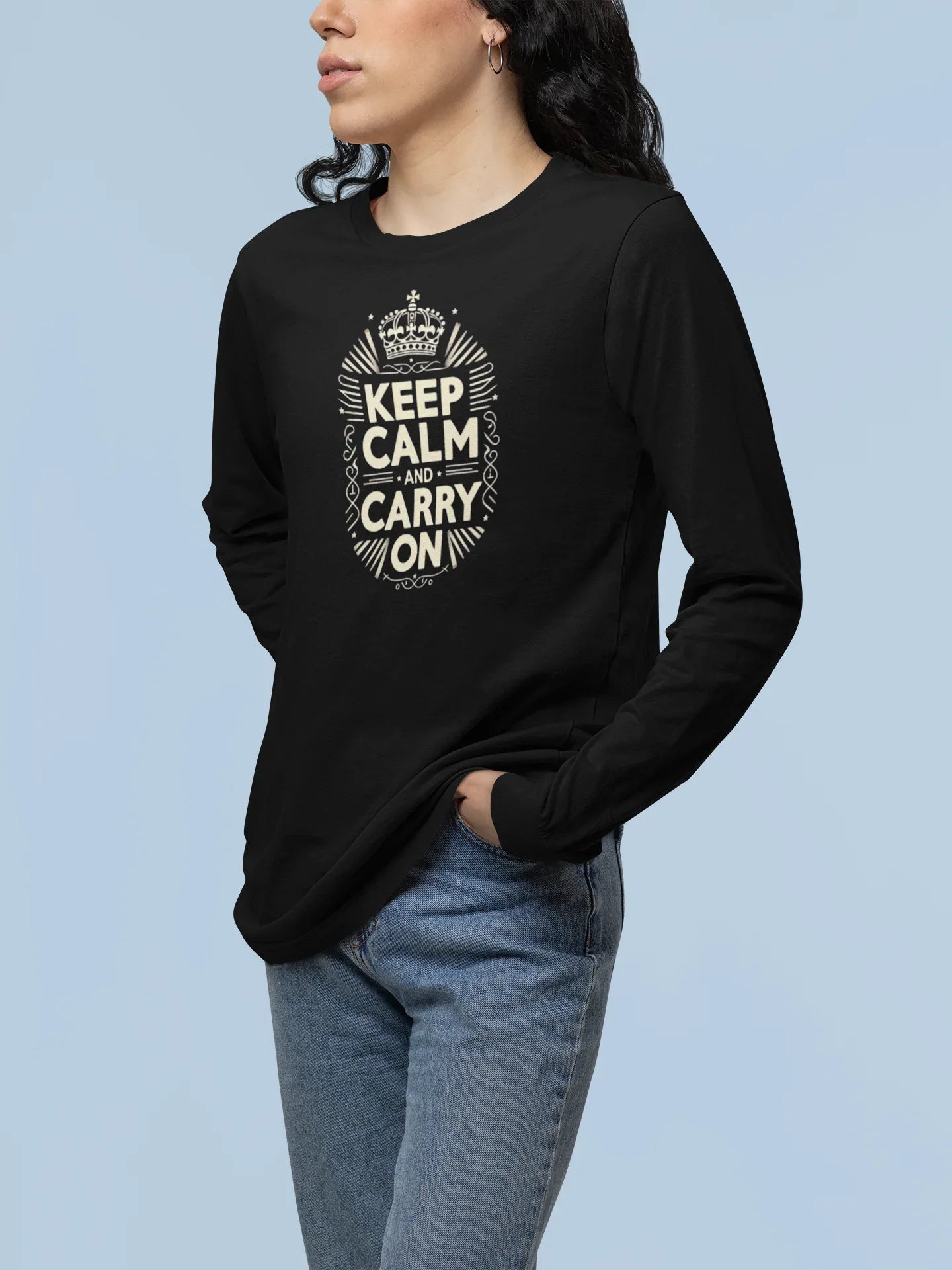 Long Sleeve Tee - Keep Calm & Carry On Design - Alley Crafters