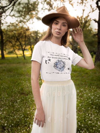 Earth Music Listening Unisex T-Shirt, Nature Lover Tee, Environmental Shirt, Planet Earth Quote Top, Earth Day Gift