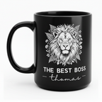 Black Best Boss mug with lion graphic and 'THE BEST BOSS' thomas