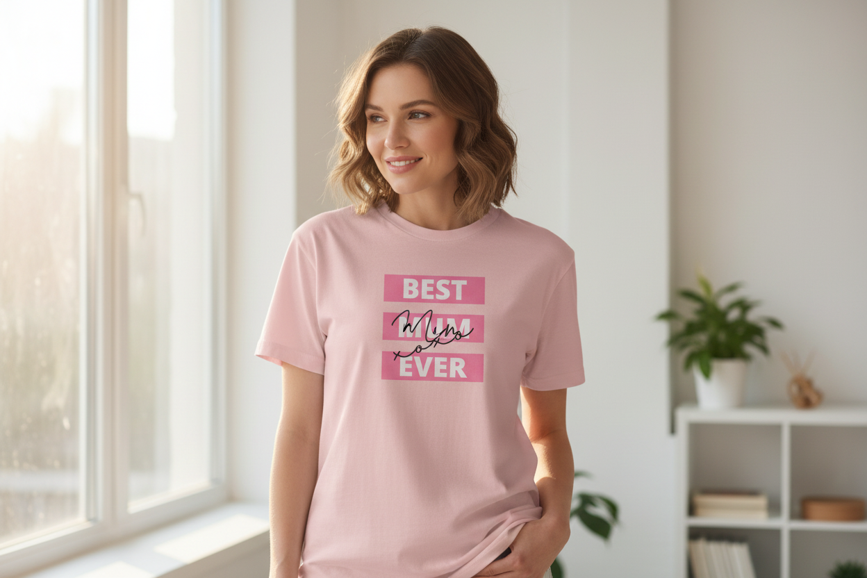 Best Mum Ever Pink T-Shirt Mockup