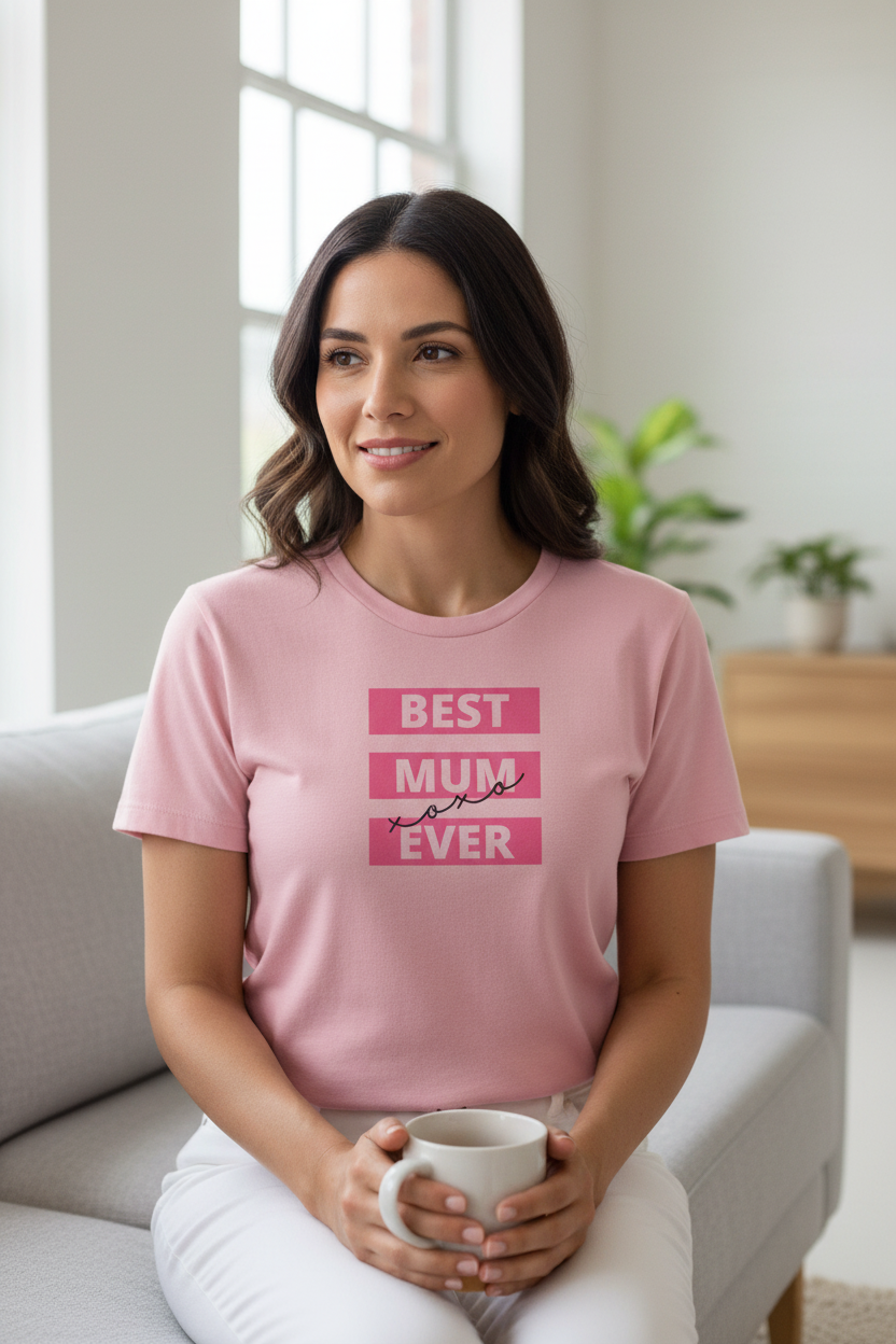Best Mum Ever Pink T-Shirt Mockup